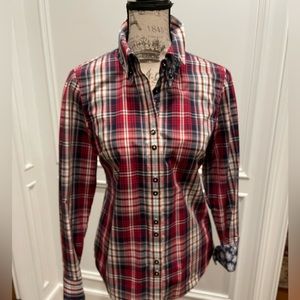 ORVIS plaid shirt with double collar and cuff details 8